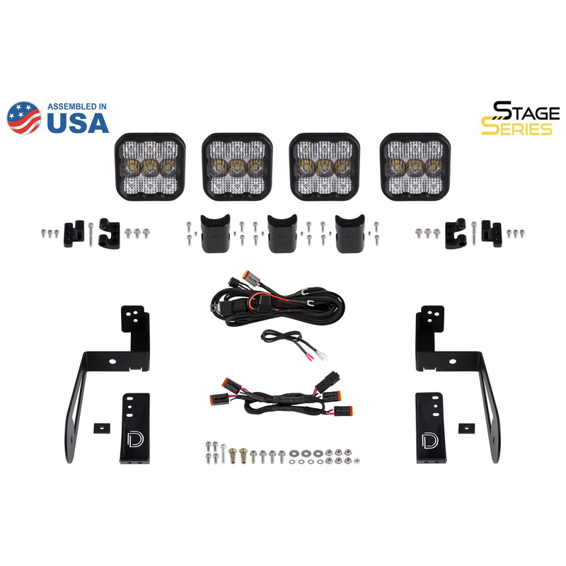 Diode Dynamics - Jeep JK SS5 4-Pod CrossLink Grille Lightbar Kit, Pro White Combo